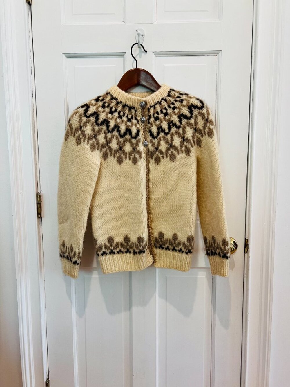 Original Icelandic Sweater - 100% wool - Vintage Alafoss Icewool Hand Knit - L - Picture 11 of 16